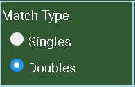 doubles match option selected